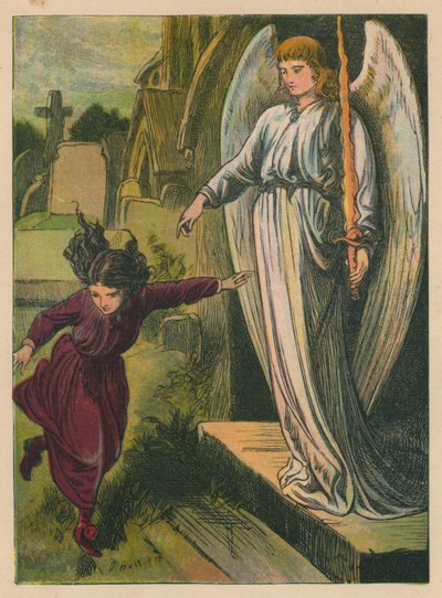 H.C. Andersen: De røde sko (farvelitografi) af Alfred Walter (after) Bayes