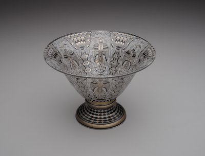 Skål, ca. 1914-15 (emaljeret, forgyldt og bronzitbehandlet glas) af Alfred Walter