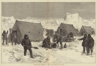 Nordpolsekspeditionen, en slædefest på camping for natten af Alfred William Hunt