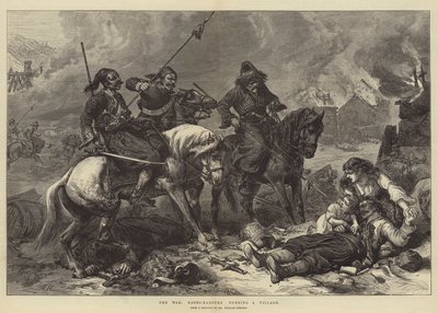 Krigen, Bashi-Bazouks brænder en landsby af Alfred William Hunt