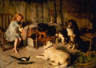 A Watched Pot Never Boils (olie på lærred) af Alfred William Strutt