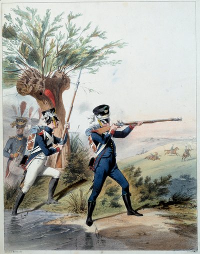 Napoleonshær: Imperial Guard. Gravering af Alfred De Marbot (1800-tallet) 1809. Malmaison, Slotsmuseet. af Alfred de (after) Marbot