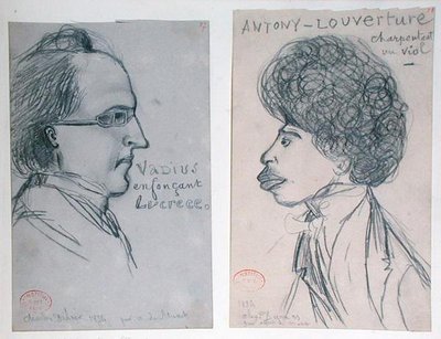 Portrætter af enten Charles Nodier (1780-1844) eller Gustave Planche (1808-57) og Alexandre Dumas Pere (1802-70) af Alfred de Musset