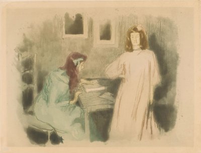To piger i et interiør af Alfredo Müller (signed by artist)