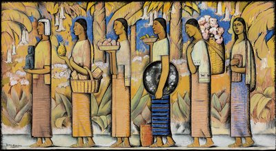 Procession (gouache og blæk på papir) af Alfredo Ramos Martinez