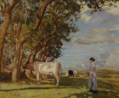 Sommermorgen, En Mælkepige og Kvæg af Algernon Mayow Talmage