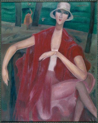 Kvinde i Rot am Ufer af Alice Bailly