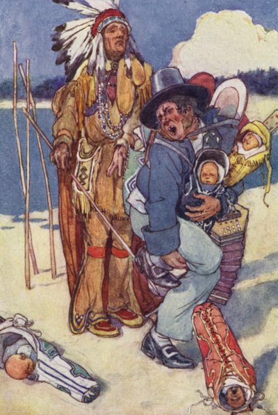 Sygeplejerske til Papooses! (farve litho) af Alice Bolingbroke (after) Woodward