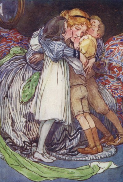 De kære ansigter presset mod hendes (farve litho) af Alice Bolingbroke (after) Woodward