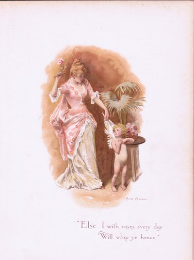 Jeg med roser hver dag, vil piske jer derfra., fra Nogle gamle kærlighedssange udgivet af Hildesheimer & Faulkner, 1892 af Alice Havers