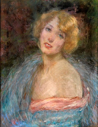 Blond pige med boa af Alice Pike Barney