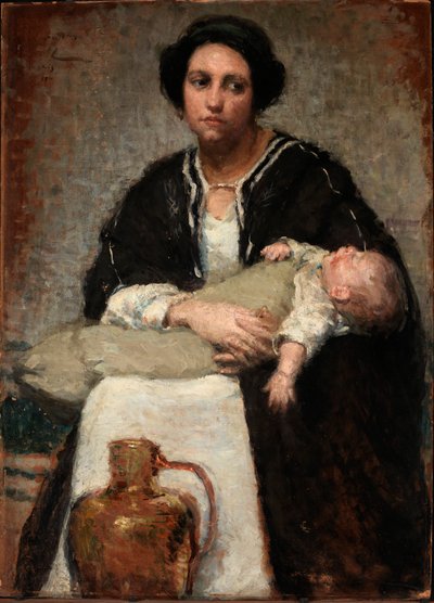 Mor og sovende baby, 1911. af Alice Pike Barney