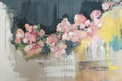 Rosa blomster, abstrakt af Alice White