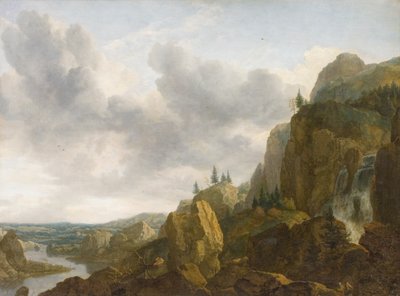 Nordlige bjerglandskab med vandfald af Allaert van Everdingen