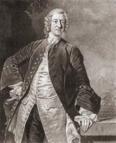 Admiral Edward Boscawen. Portræt. af Allan (after) Ramsay
