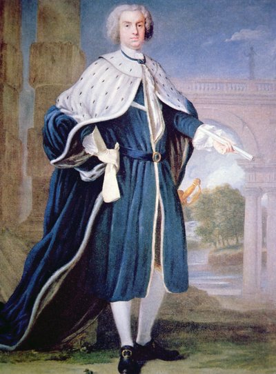 Portræt af Charles Calvert (farve litho) af Allan (after) Ramsay