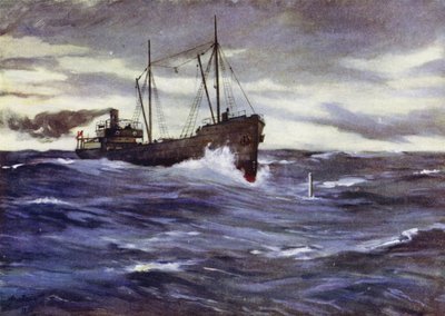 Collieren Thordis er ved at ramme en tysk ubåd af Allan (after) Stewart