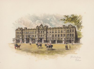 Det velkendte London: Buckingham Palace (farvelitografi) af Allan F. Barraud