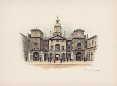 Kendte London: Horse Guards (farvelitografi) af Allan F. Barraud