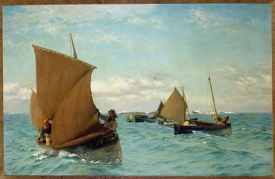 Luggers Picking Up Moorings, 1886 af Allan J. Hook