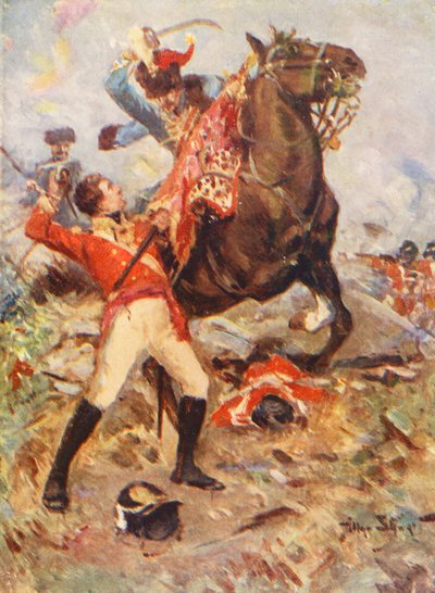 Saving the Colours at Albuera (farvelitografi) af Allan Stewart