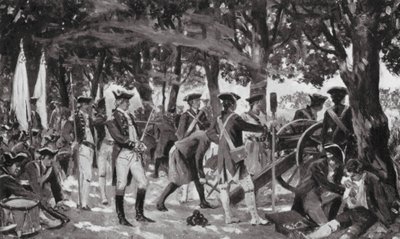 Slaget ved Plassey, 23. juni 1757 (litografi) af Allan Stewart