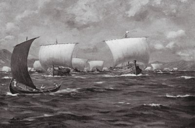 Xerxes pisker Hellesponten (litografi) af Allan Stewart