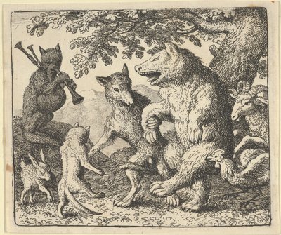 En fest til ære for bjørnen og ulven, 1650-75. af Allart van Everdingen