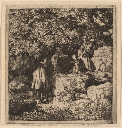 Fire figurer under et træ af Allart van Everdingen