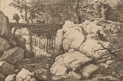 Ged på en lille bro, sandsynligvis ca. 16451656. af Allart van Everdingen