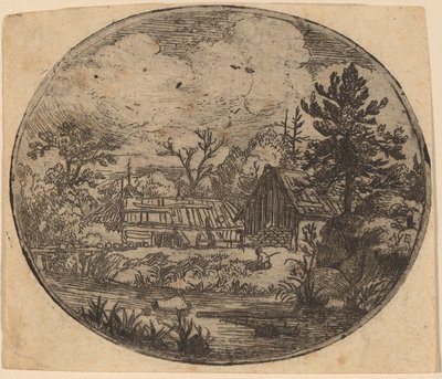 Hamlet ved bredden af en flod af Allart van Everdingen