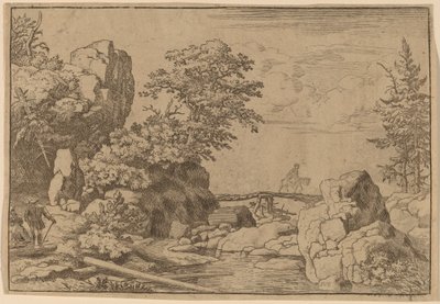 Rytter på en bro, sandsynligvis ca. 16451656. af Allart van Everdingen