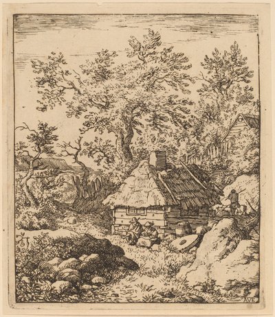 Landskab med Møllesten nær et Fad, sandsynligvis ca. 16451656. af Allart van Everdingen
