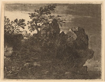 Stor klippe ved floden, sandsynligvis ca. 16451656. af Allart van Everdingen