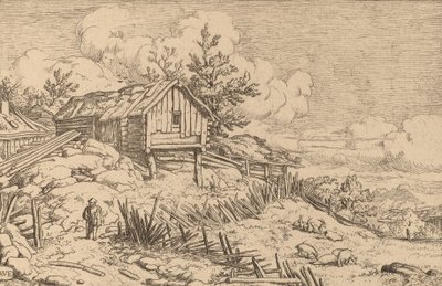 Mand nær indgangen til en ruinøs hæk, sandsynligvis ca. 16451656. af Allart van Everdingen