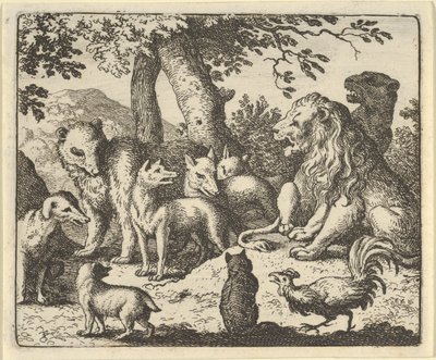 Renard frikender sig selv for sine forbrydelser foran løven, 1650-75. af Allart van Everdingen