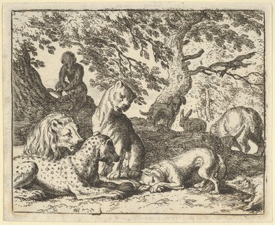 Renard anklager falsk sin far for at have konspireret mod løven, 1650-75. af Allart van Everdingen