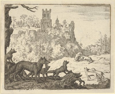 Renard forlader med grævlingen, 1650-75. af Allart van Everdingen