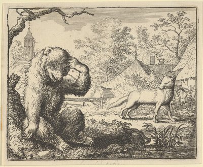 Renard gør grin med bjørnen, 1650-75. af Allart van Everdingen