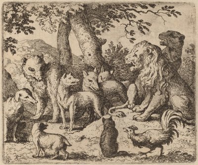 Reynard forsøger at rense sig selv, sandsynligvis ca. 16451656. af Allart van Everdingen