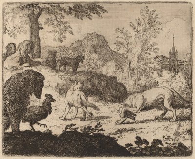 Reynard blinder ulven i det ene øje, sandsynligvis ca. 16451656. af Allart van Everdingen