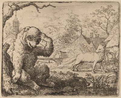 Reynard håner den sørgelige bjørn, sandsynligvis ca. 16451656. af Allart van Everdingen