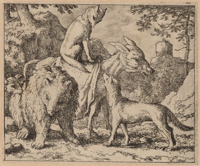 Reynard siddende på toppen af æselet, sandsynligvis ca. 16451656. af Allart van Everdingen