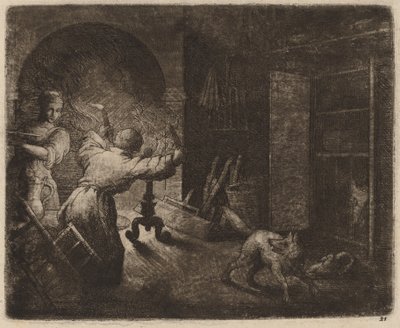 Reynard stjæler en kapon fra præsten, sandsynligvis ca. 16451656. af Allart van Everdingen