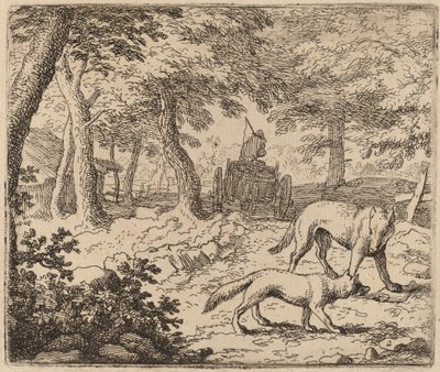 Reynard og ulven før fiskevognen, sandsynligvis ca. 16451656. af Allart van Everdingen