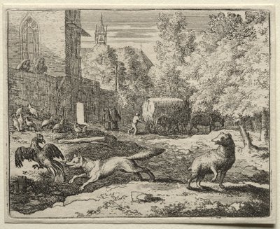 Reynard the Fox: Reynard Chasing Hens af Allart van Everdingen
