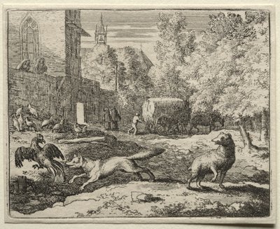 Reynard the Fox: Reynard Chasing Hens. af Allart van Everdingen