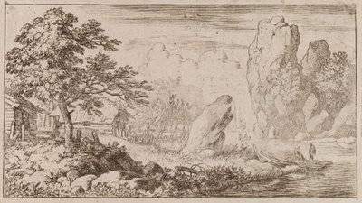 Klippe ved vandet af Allart van Everdingen