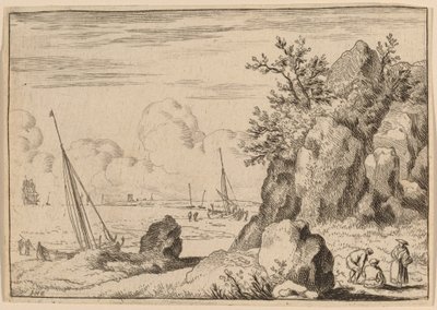 Havlandskab med tre figurer til højre, sandsynligvis ca. 16451656. af Allart van Everdingen
