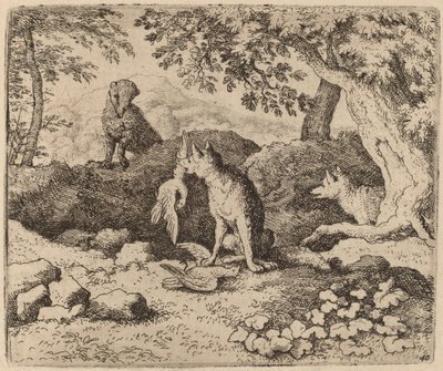 Grævlingen går for at advare Reynard, sandsynligvis ca. 16451656. af Allart van Everdingen